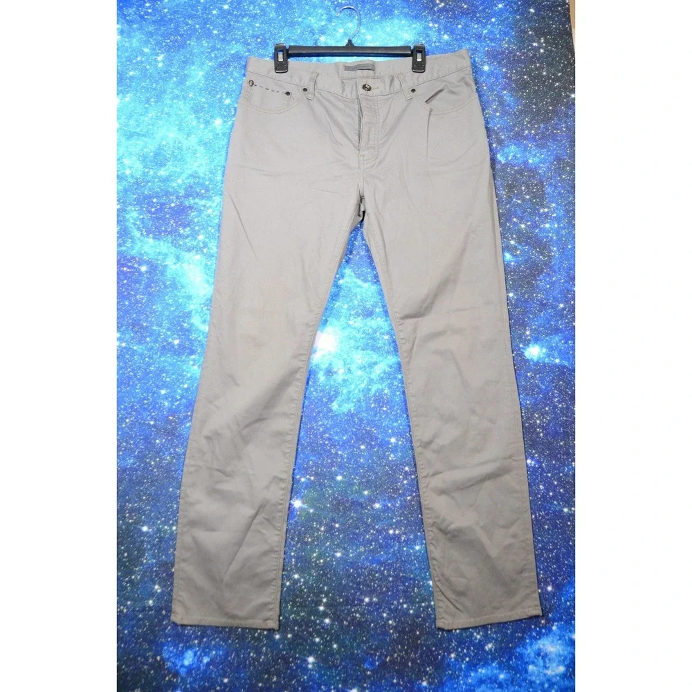 John Varvatos Jeans Mens 36x32 Gray Denim Straight Leg Stretch Skull Rivet Pants
